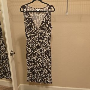 dressbarn Black and White Floral Midi Dress